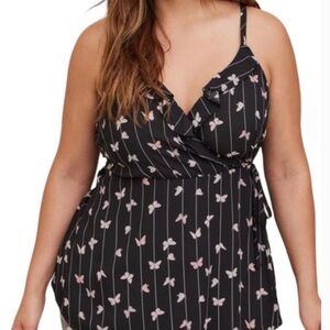 Torrid Georgette Ruffle Front Butterfly Print  Cami Top